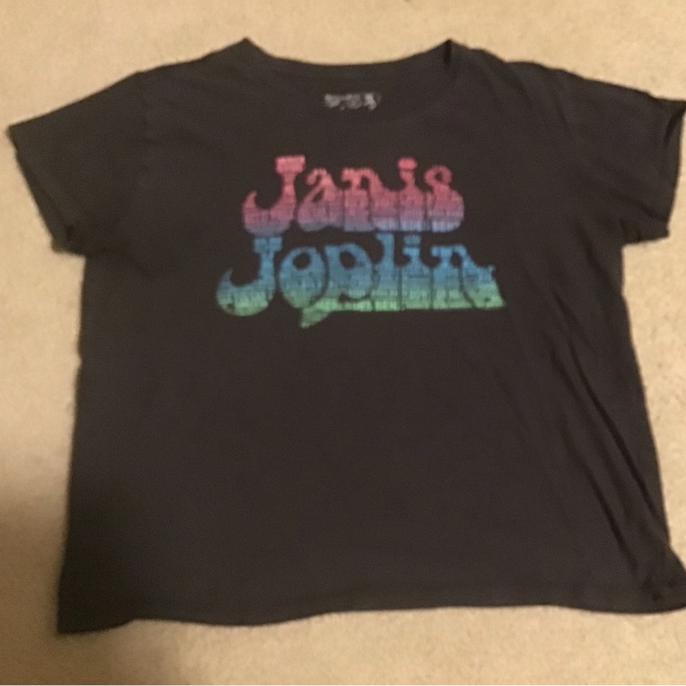 Janis Joplin Grey Graphic T-Shirt